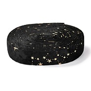 Double Face Polyester Velvet Ribbon, for Gift Packing and Festival Decoration, Star Pattern, Black, 1 inch(25mm)(LCW-P001-A01)