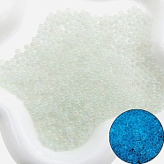 Luminous Transparent Glass Beads, No Hole Beads, Round, Aqua, 3~3.5mm(PW-WG36095-18)