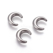 304 Stainless Steel Cabochons, Fit Floating Locket Charms, Moon, Stainless Steel Color, 10x8.6x2.2mm(STAS-P231-68P)