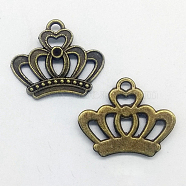 Zinc Alloy Pendants, DIY Accessoies for UV Resin Jewelry Making, Crown, Antique Bronze, 22x18x1.7mm(PALLOY-WH0083-19)