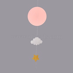 Kindergarten Window Hanging 3D Paper Flat Round Cloud Ornaments, for Wedding Baby Shower Birthday Party Decorations, Pink, 53x7.8~18cm(HJEW-WH0002-03)
