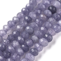 Dyed Natural Malaysia Jade Rondelle Beads Strands, Faceted, Slate Blue, 4x2~3mm, Hole: 1mm, about 115pcs/strand, 14 inch(X-G-E316-2x4mm-33)