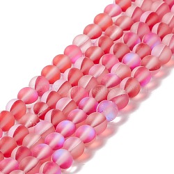 Synthetic Moonstone Beads Strands, Frosted, Round, Red, 6mm, Hole: 1mm, about 60~64pcs/strand, 14.76''~15.55''(37.5~39.5cm)(G-E573-01A-10)