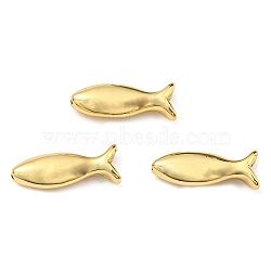 Brass Beads, Long-Lasting Plated, Lead Free & Cadmium Free, Fish, Real 18K Gold Plated, 15.5x5.8x3.5mm, Hole: 0.9mm(KK-K341-07G)