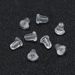 Eco-Friendly Plastic Ear Nuts, Clear, 5.5x4mm, Hole: 0.5mm, about 9000pcs/bag(KY-F009-01-B)
