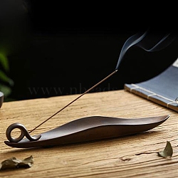 Porcelain Incense Burners,  Leaf Shape Incense Holders, Home Office Teahouse Zen Buddhist Supplies, Coffee, 46x227x22mm(PW23101277015)