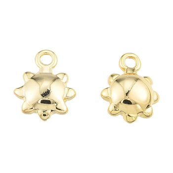 Brass Charms, Nickel Free, Flower, Real 18K Gold Plated, 10x7.5x3.5mm, Hole: 1.2mm