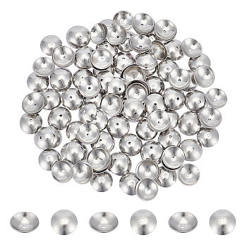 200PCS 201 Stainless Steel Bead Cones, Apetalous, Stainless Steel Color, 8x2.4mm, Hole: 0.8mm