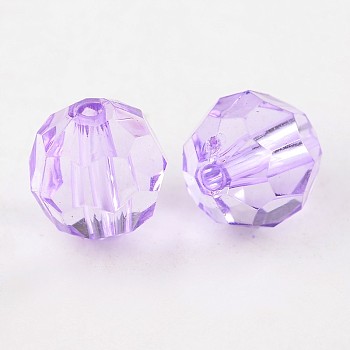 Transparent Acrylic Beads, Faceted Round, Medium Purple, about 12mm in diameter, hole: 2mm, about 568pcs/500g