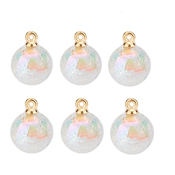 Resin Floral Magic Pendants, Round, White, 20x15.5mm, Hole: 1mm