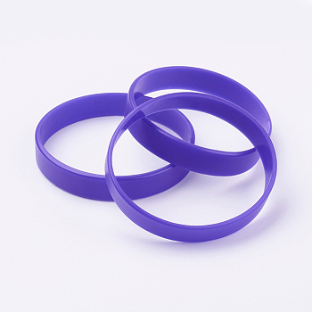 Silicone Wristbands Bracelets, Cord Bracelets, Mauve, 7-1/8 inch(18cm), 12x2mm