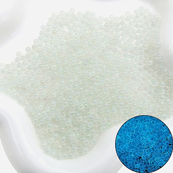 Luminous Transparent Glass Beads, No Hole Beads, Round, Aqua, 3~3.5mm