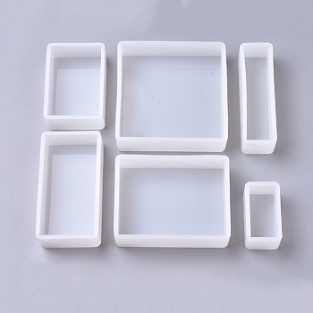 Silicone Molds, Resin Casting Molds, For UV Resin, Epoxy Resin Jewelry Making, Cuboid, White, 6pcs/set