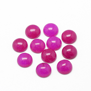 Natural Agate Cabochons, Dyed, Half Round/Dome, Magenta, 12x5mm