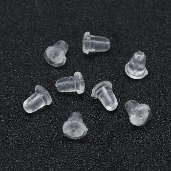 Eco-Friendly Plastic Ear Nuts, Clear, 5.5x4mm, Hole: 0.5mm, about 9000pcs/bag