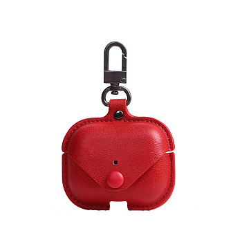 Imitation Leather Wireless Earbud Carrying Case, Earphone Storage Pouch, Red, 52x65mm