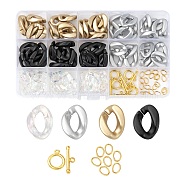 DIY Jewelry Making Kits, Including Acrylic Linking Rings, Brass Toggle Clasps and 304 Stainless Steel Jump Rings, Mixed Color, 23x16~17x4.5~5.5mm, Inner Diameter: 13~13.5x6~7mm, 4 style, 20pcs/style, 80pcs(DIY-FS0001-05)