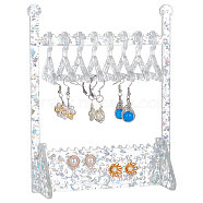 Elite Transparent Acrylic Earring Display Stands, with Sequins, Coat Hanger Shape, Clear, Finish Product: 12x6x15cm, Hole: 2mm, about 11pcs/set, 1 set(EDIS-PH0001-27A)