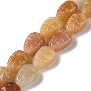Natural Topaz Jade Beads Strands, Leaf, 14~14.5x10~10.5x5.5~6mm, Hole: 1.2mm, about 15pcs/strand, 8.43''(21.4cm)(G-M418-A01-01)