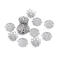 201 Stainless Steel Bead Caps, Flower, 8-petal, Stainless Steel Color, 10~11x3.5mm, Hole: 1.2mm(STAS-F255-051P)
