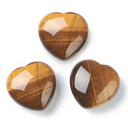 Natural Tiger Eye Heart Love Stone, Pocket Palm Stone for Reiki Balancing, 44.5~45x45~46x20.5~21mm(G-G973-08D)