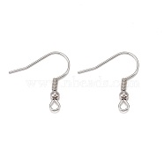 Iron Earring Hooks, Ear Wire, with Horizontal Loop, Cadmium Free & Nickel Free & Lead Free, Platinum, 17~19x0.8mm, Hole: 2mm, 22 Gauge, Pin: 0.6mm(E135-NF)