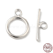 Sterling Silver Ring Toggle Clasps, Ring: 11.5x8.5mm, Bar: 12x4mm, Hole: 1.2mm(X-STER-A008-16)