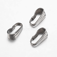 304 Stainless Steel Snap On Bails, Stainless Steel Color, 8.5x4x3.5mm, Hole: 3x8mm(STAS-F149-27P)