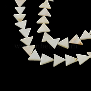 Triangle Natural Sea Shell Beads Strands, 11~12x12~15x2~3mm, Hole: 0.5mm, about 30pcs/strand, 13.3 inch(X-SSHEL-F290-11)