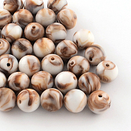 Opaque Acrylic Beads, Round, Camel, 8mm, Hole: 1.5mm, about 1800pcs/500g(SACR-R853-8mm-207)