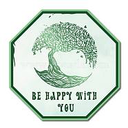 Octagon Vintage Iron Tin Sign, Metal Warning Signs, for Home Garden Bar Wall Decor, Tree of Life Pattern, 300x300x0.03mm(DJEW-WH0246-008)