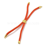 Nylon Cords Bracelet Makings Fit for Connector Charms, with Golden Brass Tree Slider Beads, Long-Lasting Plated, Orange Red, 8-5/8 inch(22cm), Hole: 1.9mm(AJEW-P116-01G-05)