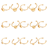 15Pcs 5 Style 201 Stainless Steel Cuff Pad Ring Settings, Laser Cut, Flat Round, Golden, Tray: 4~8mm, US Size 7 3/4(17.9mm), 5Pcs/style(STAS-UN0041-97)