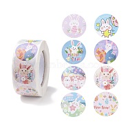 8 Patterns Easter Theme Self Adhesive Paper Sticker Rolls, with Rabbit Pattern, Round Sticker Labels, Gift Tag Stickers, Mixed Color, Rabbit Pattern, 25x0.1mm, 500pcs/roll(DIY-C060-03B)