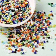Opaque Glass Seed Beads, Round Hole, Round, Mixed Color, 2~2.5x1.5~2mm, Hole: 0.8mm, about 34615pcs/pound(SEED-A030-01B)