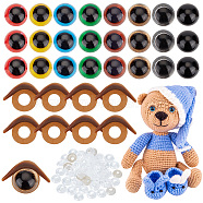 Elite 80 Sets 8 Colors Plastic Craft Eyes, Safety Eyes, with Eyelash and Spacer, for Doll Making, Half Round, Mixed Color, 16x10mm, 10 sets/color(KY-PH0001-92)