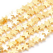 Non-magnetic Synthetic Hematite Beads Strands, Grade AAA, Long-Lasting Plated, Star, Golden Plated, 6x6x2.5mm, Hole: 1mm, about 74pcs/strand, 15.7 inch(40cm)(G-L485-15B-G)