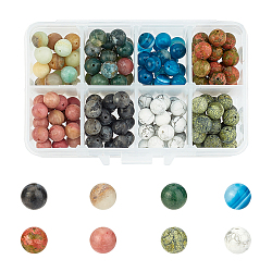 Natural Mixed Gemstone Beads, Mixed Dyed and Undyed, Round, 8mm, Hole: 1mm, 160pcs/box(G-NB0001-81)
