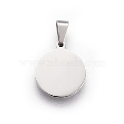 304 Stainless Steel Stamping Blank Tag Pendants, Flat Round, Stainless Steel Color, 17x15x1.5mm, Hole: 6x3mm(X-STAS-L220-03A)
