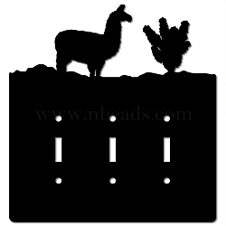Iron Light Switch Decorations, with Screws, Rectangle with Sheep & Tree, Black, 209x200x1.5mm(AJEW-WH0238-020)