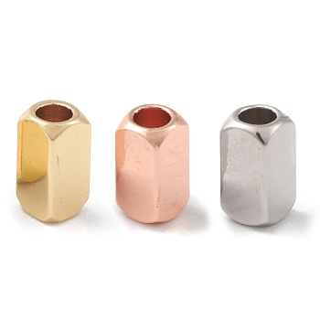 Rack Plating Brass Beads, Cadmium Free & Lead Free, Long-Lasting Plated, Cuboid, Mixed Color, 6x3x3mm, Hole: 2mm