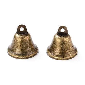 Iron Bell Pendants, Antique Bronze, 38x38mm, Hole: 4.5mm