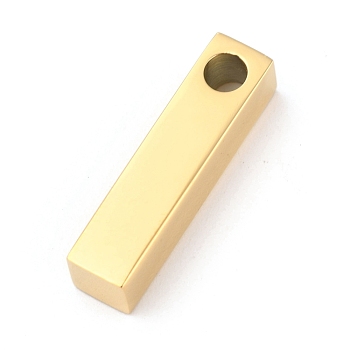Ion Plating(IP) 304 Stainless Steel Pendants, Rectangle/Bar, Golden, 20x5x5mm, Hole: 3mm