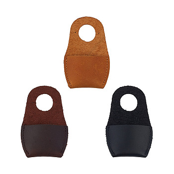 3Pcs 3 Colors Cowhide Thumb Protector for Woodwork Carving, Mixed Color, 82x53x9mm, Hole: 20.5mm, 1pc/color