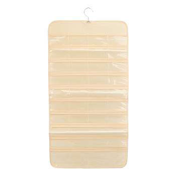 Transparent PVC Double Face Non-Woven Fabrics Jewelry Hanging Display Rolls with Hook, Wall Shelf Wardrobe Storage Bags, Rectangle, Moccasin, 84x42x0.1cm