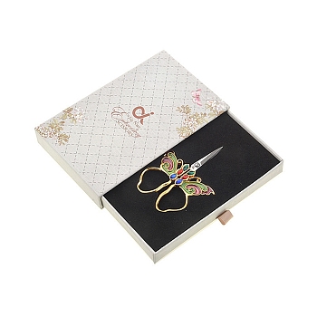 Stainless Steel Butterfly Scissors, Embroidery Scissors, Sewing Scissors, with Enamel and Rhinestone, Colorful, 80x65mm