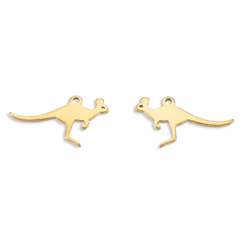 Ion Plating(IP) 201 Stainless Steel Pendants, Dinosaur, Real 18K Gold Plated, 11x19x1mm, Hole: 1.2mm