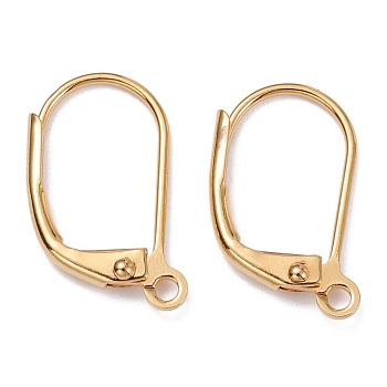 Brass Leverback Earring Findings, with Loop, Long-Lasting Plated, Real 18K Gold Plated, 15.5x10x1.5mm, Hole: 1.5mm, Pin: 0.7mm