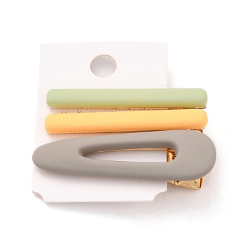 Resin Alligator Hair Clips, with Light Gold Alloy Findings, Rectangle & Teardrop, Dark Gray, 61x7.5x15mm, 3pcs/set