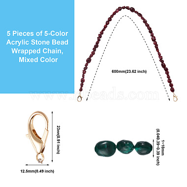 Givenny-EU 5Pcs 5 Colors Acrylic Beads Bag Strap(FIND-GN0001-07)-3